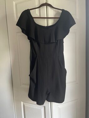 French Connection Black Ruffle Romper Size 2 | Elegant Dress Look